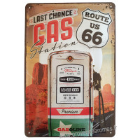 Plaque métal Route 66 Gas Station 30 x 20 cm déco rétro vintage