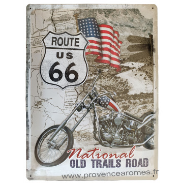 Plaque métal Route 66 National OLD TRAILS ROAD 40 x 30cm déco rétro vintage