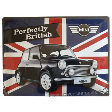 Plaque métal MINI Perfectly British 40 x 30 cm déco rétro vintage