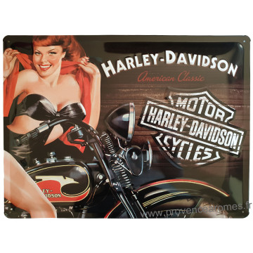Plaque métal Harley Davidson Pin-up 40 x 30 cm déco rétro vintage