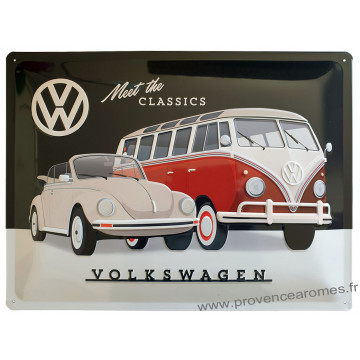 Plaque métal Volkswagen Van et Coccinelle 40 x 30 cm déco rétro vintage