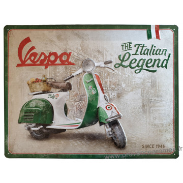 Plaque métal VESPA The Italian Legend 40 x 30 cm déco rétro vintage