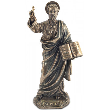 Statuette SAINT PIERRE 21 cm effet bronze