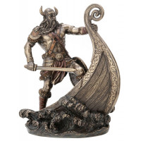 Statuette GUERRIER VIKING 24 cm effet bronze