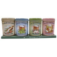 Coffret 4 petites Boîtes Fleur de Sel et Sel de Camargue Trésor de la mer déco rétro Esprit Provence