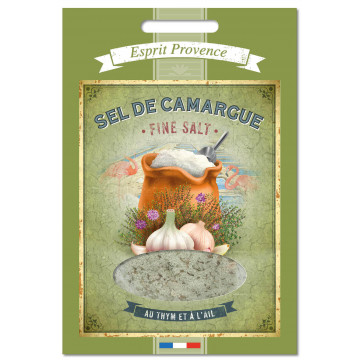 Sel de Camargue au Thym et à l'Ail 120 gr Recharge pour Boîte saupoudreur déco rétro Esprit Provence