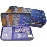 Boîte savon crème mains sachet de lavande déco Chaton Esprit Provence