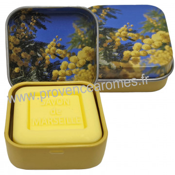 Boîte et savon d'invité mimosa déco fleurs de mimosa Esprit Provence