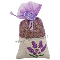 Sachet de Lavande et Lavandin de Provence Brodé Fleurs de Lavande Esprit Provence