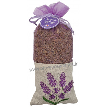 Grand Sachet de Lavande et Lavandin de Provence Brodé Fleurs de Lavande Esprit Provence