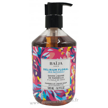 Savon liquide de Marseille Iris Patchouli Baïja Delirium Floral collection