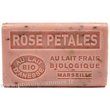 Savon Rose Pétales au lait d'ânesse frais Bio 125 gr