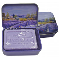 Boîte et savon 60 g Lavande déco Paysage Provençale Esprit Provence