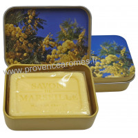 Boîte et savon 60 g mimosa déco fleurs de mimosa Esprit Provence