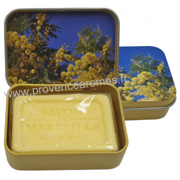 Boîte et savon 60 g mimosa déco fleurs de mimosa Esprit Provence