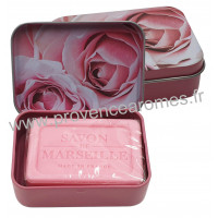 Boîte et savon 60 g Rose déco roses Esprit Provence