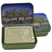 Boîte et savon 60 g olive déco Olivier Esprit Provence