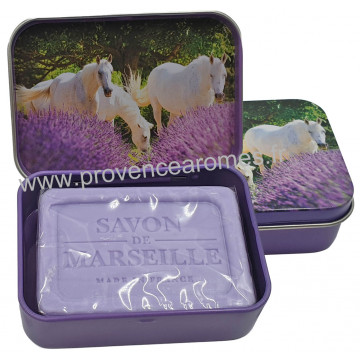 Boîte et savon 60 g Lavande déco Chevaux Lavande Esprit Provence