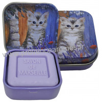 Boîte et savon d'invité Lavande déco Chaton Esprit Provence