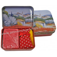 Boîte savon 60 g Coquelicot et sachet de lavande déco paysage coquelicots Esprit Provence