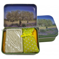 Boîte savon Olive 60 g et sachet de lavande déco Olivier Esprit Provence