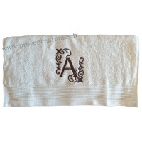 Serviette 50 x 100 brodée personnalisée initiale lettre A