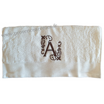 Serviette 50 x 100 brodée personnalisée initiale lettre A