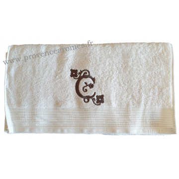 Serviette 50 x 100 brodée personnalisée initiale lettre C 