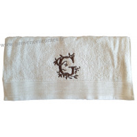 Serviette 50 x 100 brodée personnalisée initiale lettre G