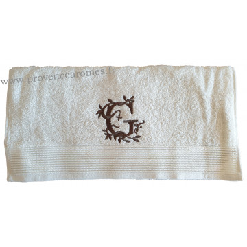 Serviette 50 x 100 brodée personnalisée initiale lettre G