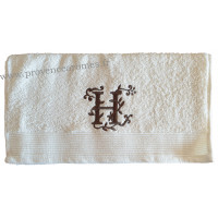 Serviette 50 x 100 brodée personnalisée initiale lettre H 