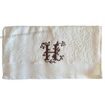 Serviette 50 x 100 brodée personnalisée initiale lettre H 