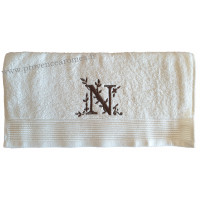 Serviette 50 x 100 brodée personnalisée initiale lettre N