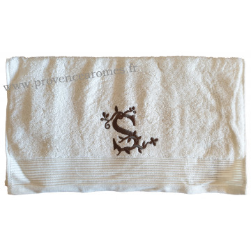 Serviette 50 x 100 brodée personnalisée initiale lettre S