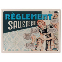 Plaque métal RÈGLEMENT SALLE DE BAIN Natives déco rétro vintage