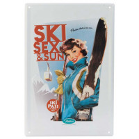 Plaque métal SKI, SEX AND SUN Natives déco rétro vintage