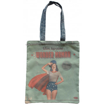 Sac coton Tote bag WONDER MAMAN Natives déco rétro vintage