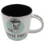 Mug COFFEE FIRST déco rétro vintage
