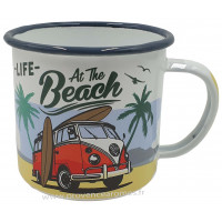 Mug émaillé COMBI VW at the BEACH déco rétro vintage