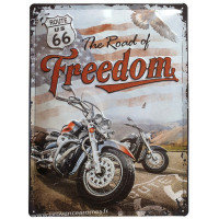 Plaque métal Route 66 THE ROAD OF FREEDOM 40 x 30cm déco rétro vintage