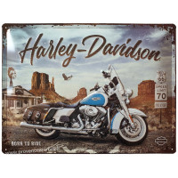 Plaque métal Harley Davidson Route 66 Born to ride 40 x 30 cm déco rétro vintage