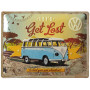 Plaque métal Combi Volkswagen Let's get lost 40 x 30 cm déco rétro vintage