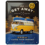 Plaque métal Combi Volkswagen Let's get away night 20 x15 cm déco rétro vintage