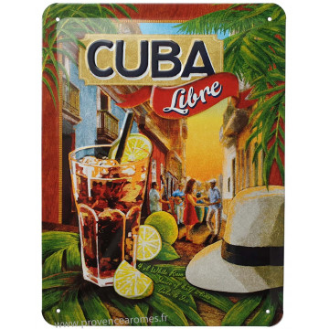 Plaque métal CUBA LIBRE 20 x15 cm déco rétro vintage