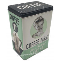 Boîte métal COFFEE FIRST rétro vintage collection