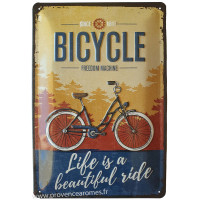 Plaque métal BICYCLE Life is a beautiful ride 30 x 20 cm déco rétro vintage