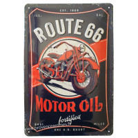 Plaque métal ROUTE 66 Motor Oil 30 x 20 cm déco rétro vintage