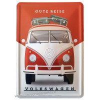 Plaque métal Combi Volkswagen GUTE REISE carte postale rétro vintage collection