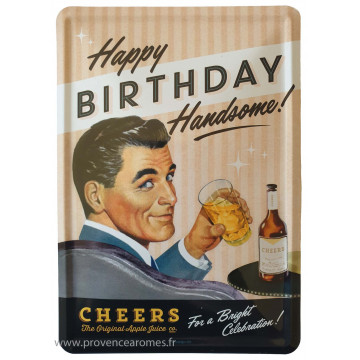 Plaque métal HAPPY BIRTHDAY Handsome ! carte postale rétro vintage collection