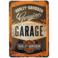 Plaque métal Harley Davidson Genuine Garage carte postale rétro vintage collection